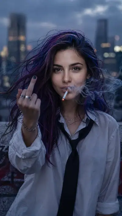 Rebellious Rooftop Portrait at Dusk