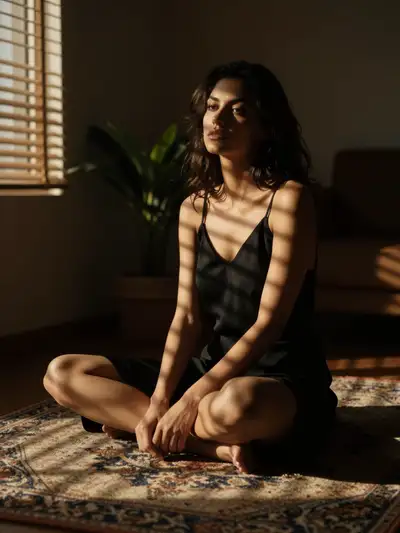 Chiaroscuro portrait of a woman in dramatic window light