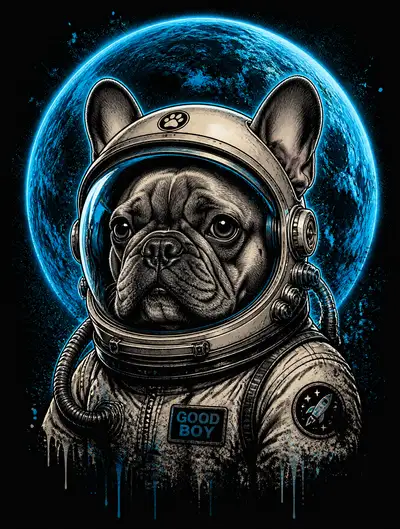French bulldog astronaut t-shirt design