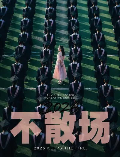 Graduation crowd concept poster with one standout figure
