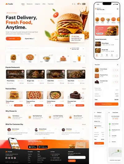 Food delivery website UI/UX design brief prompt
