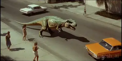 1960s Film T-Rex Scene