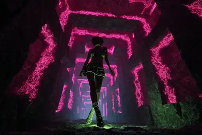 Neon Fractal Catacombs Base Prompt