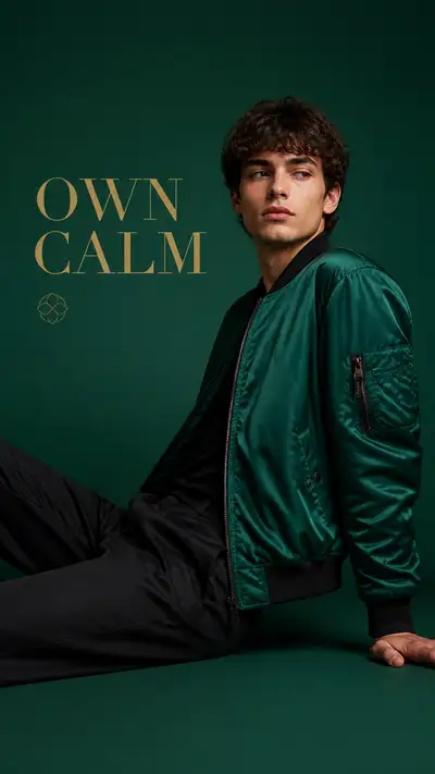Editorial campaign portrait titled Own Calm