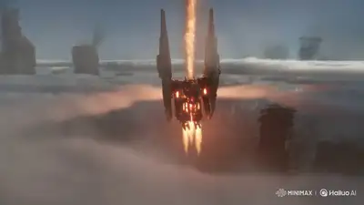 Mecha orbital descent cinematic