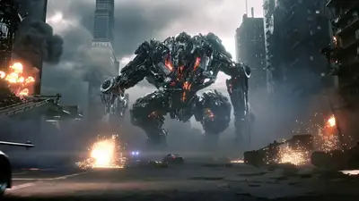 Dystopian Robot Battle Text-to-Video Prompt
