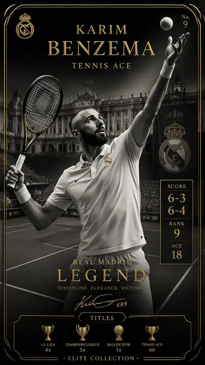 Karim Benzema elite tennis collectible card