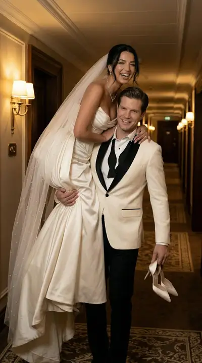 Luxury Wedding After-Party Editorial in Hotel Corridor