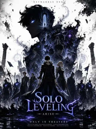 Solo Leveling character silhouette poster design