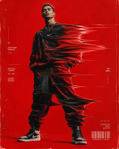 Póster Cinemático de Deportes y Moda con Glitch