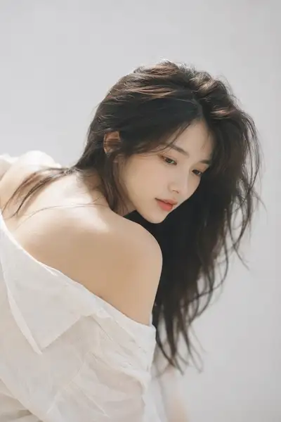 High-Key Soft Portrait of Young East Asian Woman