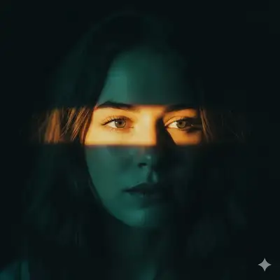 Teal and orange cinematic portrait with a golden light beam