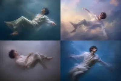 Dreamy Floating Man Portrait Grid Prompt