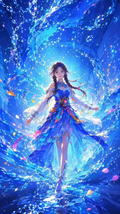 Anime Fantasy Water Vortex Portrait