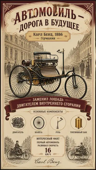 Automobile Invention Vintage Advertisement Poster