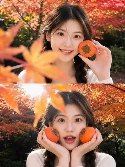 Autumn Persimmon Portrait Collage