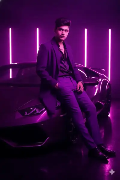Neon Purple Luxury Car Portrait