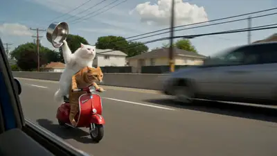 Cats on Mini Motorcycle Cinematic Video