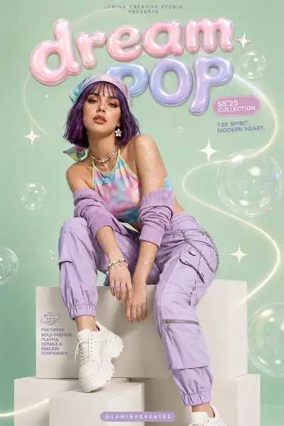 Cartel editorial de moda Y2K