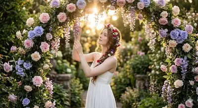 Enchanted Garden Portrait at Golden Hour
