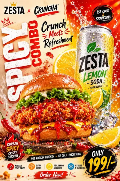 Spicy Combo Fast-Food Advertising Poster