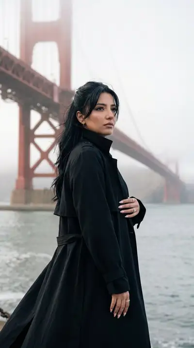 Cinematic Golden Gate Bridge Editorial Photo Prompt