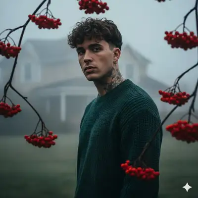 Editorial Portrait of Young Man in Foggy Morning