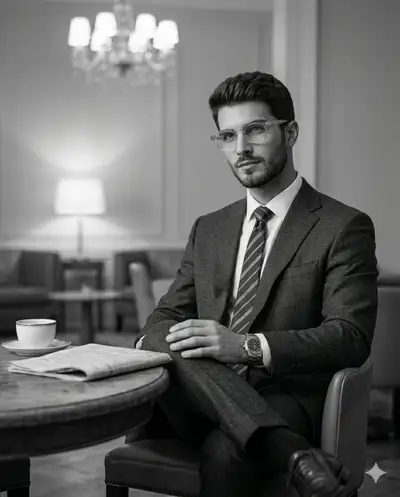 Ultra-Realistic B&W Editorial Portrait in Luxury Lounge