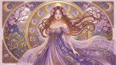 Ornate Eastern fantasy Art Nouveau character poster