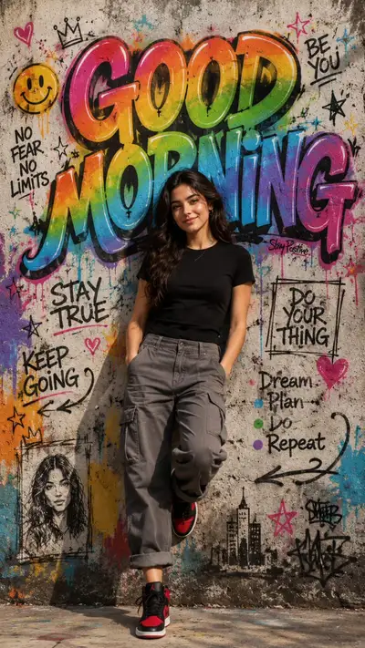 Graffiti-Wandbild-Streetart-Poster mit motivierender Typografie
