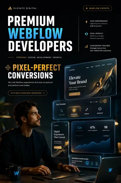 Premium Webflow developer advertisement