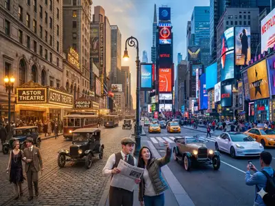 Cinematic Split-Screen Time-Travel Photo Prompt