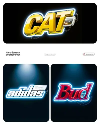 Neon-outlined 3D logo sculpture template with retro motorsport style