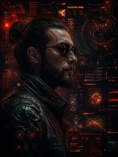Cinematic Cyberpunk Portrait of a Rugged Man