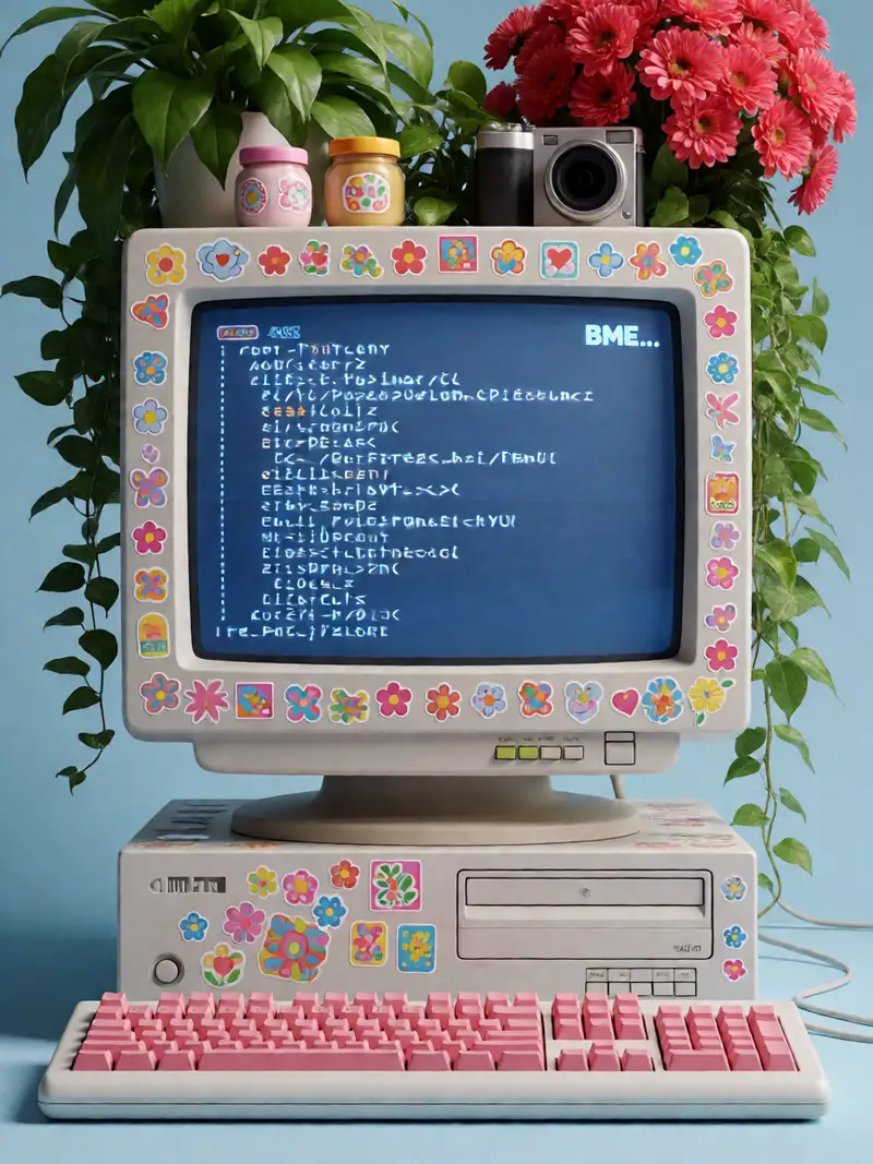 Retro Y2K Computer Setup 3D Render | Wikiprompt