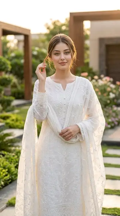 Portrait élégant de jardin en tenue salwar, Gemini Nano Banana Pro