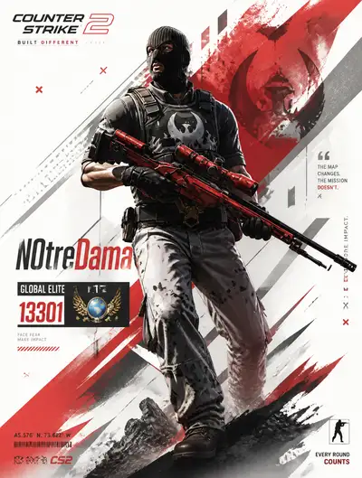 Counter-Strike 2 Player Card Poster With Rank Branding