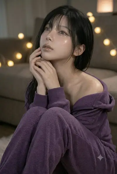 Cozy Evening Portrait of Young Woman