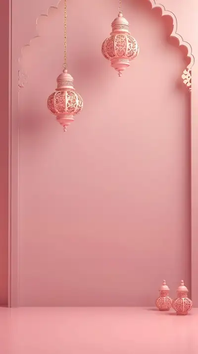 Ramadan Minimal Light Pink Lantern Background
