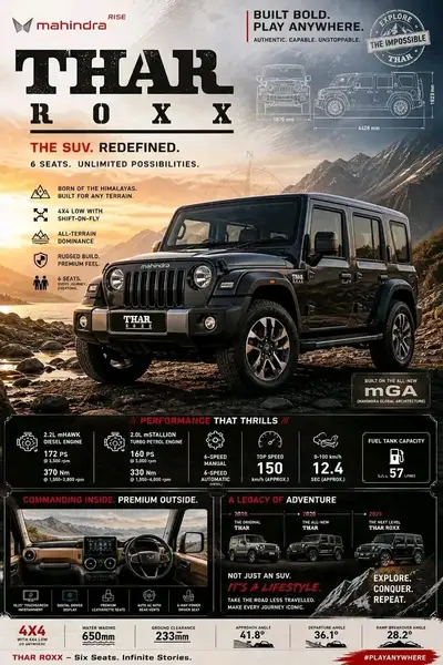 JDM対オフロード車の自動車エディトリアルインフォグラフィック（JSON）