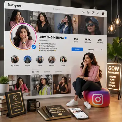 Floating 3D Instagram profile showcase scene