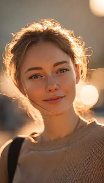 Golden Hour Portrait with Radiant Backlighting