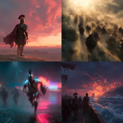 Roman Soldier Impressionist Art Prompt Template