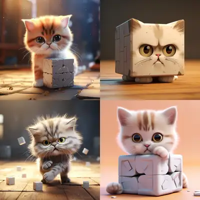 Comically Annoyed Kitten Cube