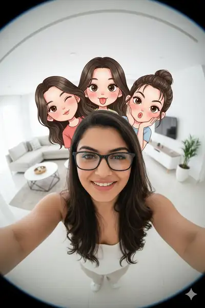 Ultra-Realistic 3D Fisheye Selfie with Anime Characters