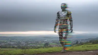 Otherworldly Glitchscape Machine Man Fusion