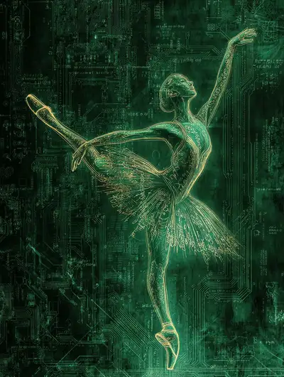Neon Ink Calligraphy on Circuit Board