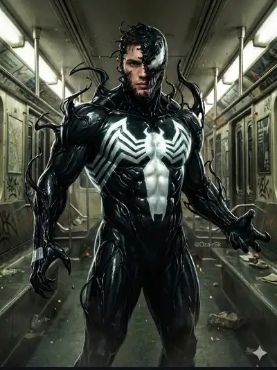 Cinematic Venom Symbiote Subway Portrait