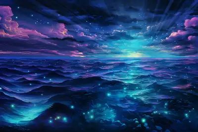 Neon Blue Holographic Ocean