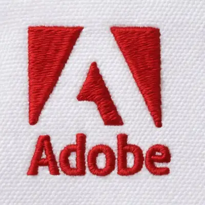 Embroidered Logo on White Fabric